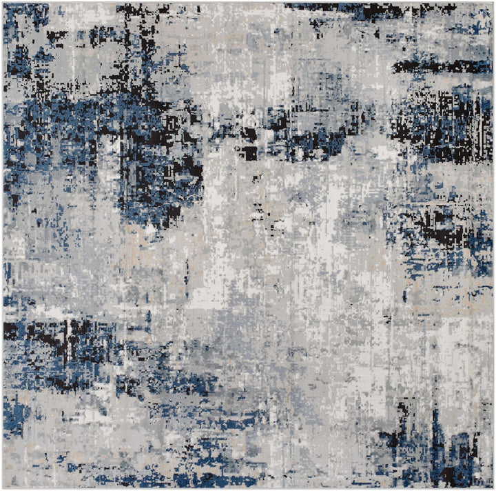 Traditional Heriz Medallion Design Blue, Ivory and Gray Medium Pile Area Rug - The Rug Decor