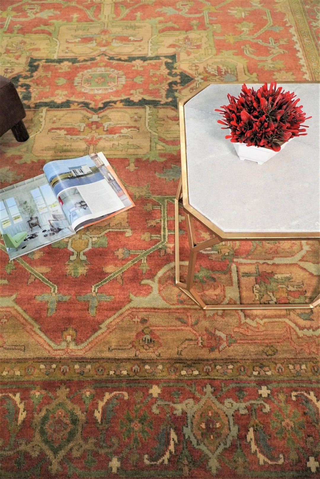 Traditional Heriz Serapi Handmade Fine Wool Area Rug | TRD753810 - The Rug Decor