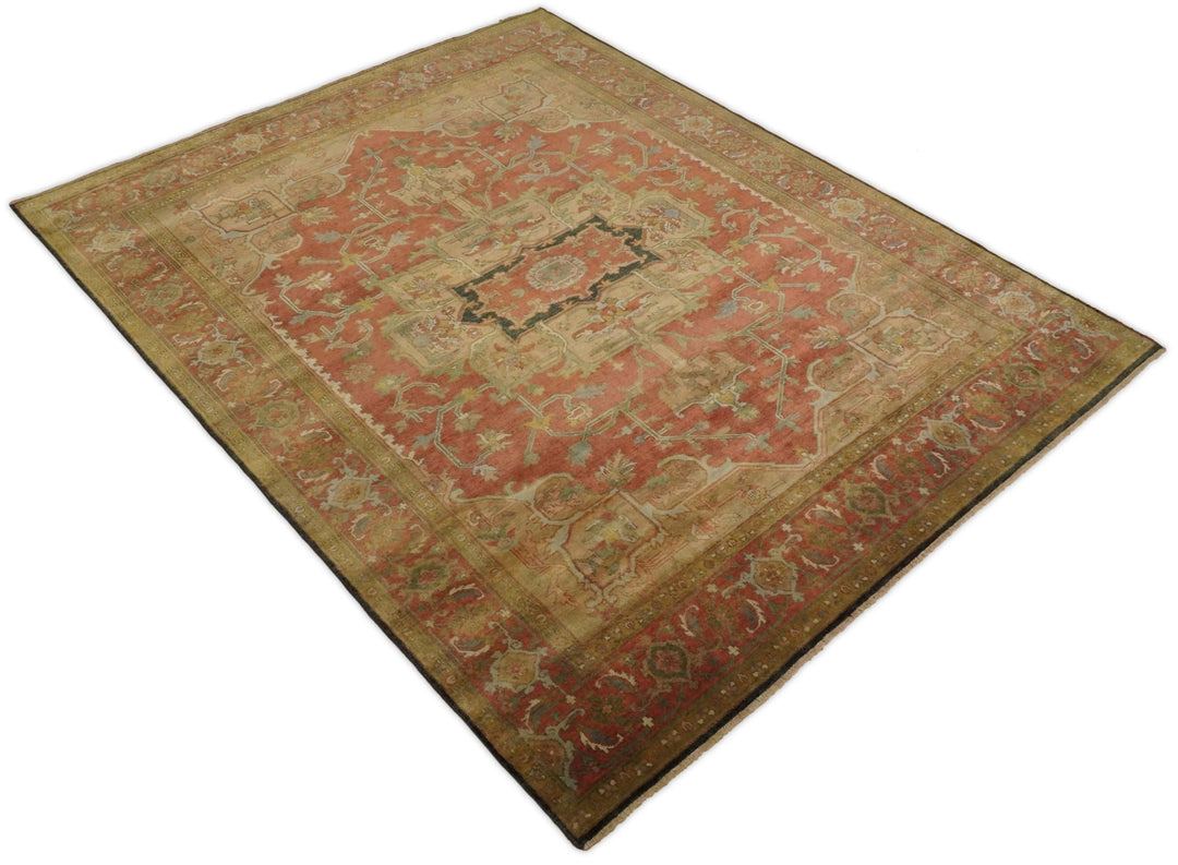 Traditional Heriz Serapi Handmade Fine Wool Area Rug | TRD753810 - The Rug Decor