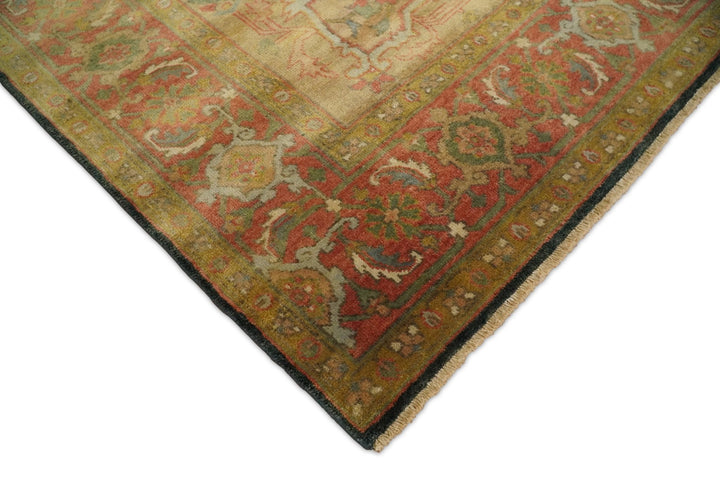 Traditional Heriz Serapi Handmade Fine Wool Area Rug | TRD753810 - The Rug Decor