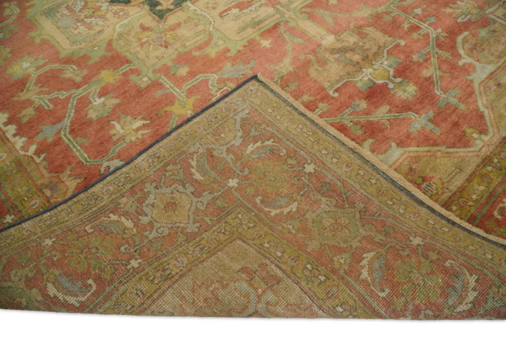 Traditional Heriz Serapi Handmade Fine Wool Area Rug | TRD753810 - The Rug Decor