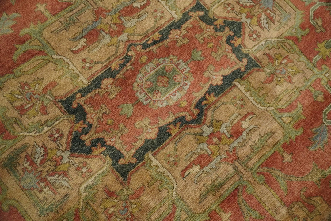 Traditional Heriz Serapi Handmade Fine Wool Area Rug | TRD753810 - The Rug Decor