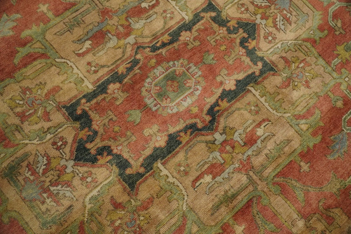 Traditional Heriz Serapi Handmade Fine Wool Area Rug | TRD753810 - The Rug Decor