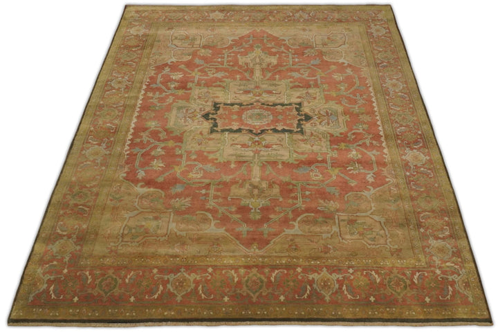 Traditional Heriz Serapi Handmade Fine Wool Area Rug | TRD753810 - The Rug Decor