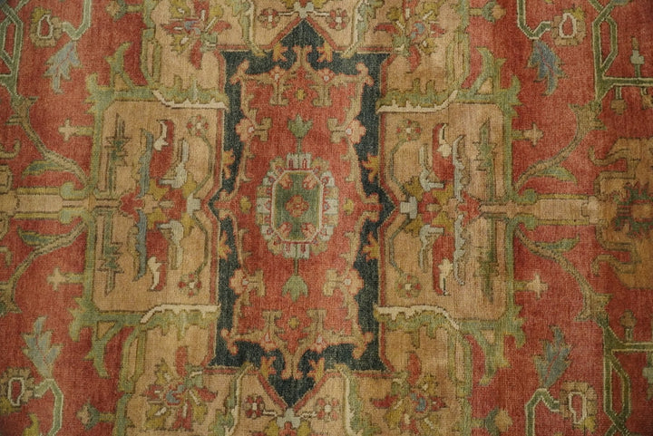 Traditional Heriz Serapi Handmade Fine Wool Area Rug | TRD753810 - The Rug Decor