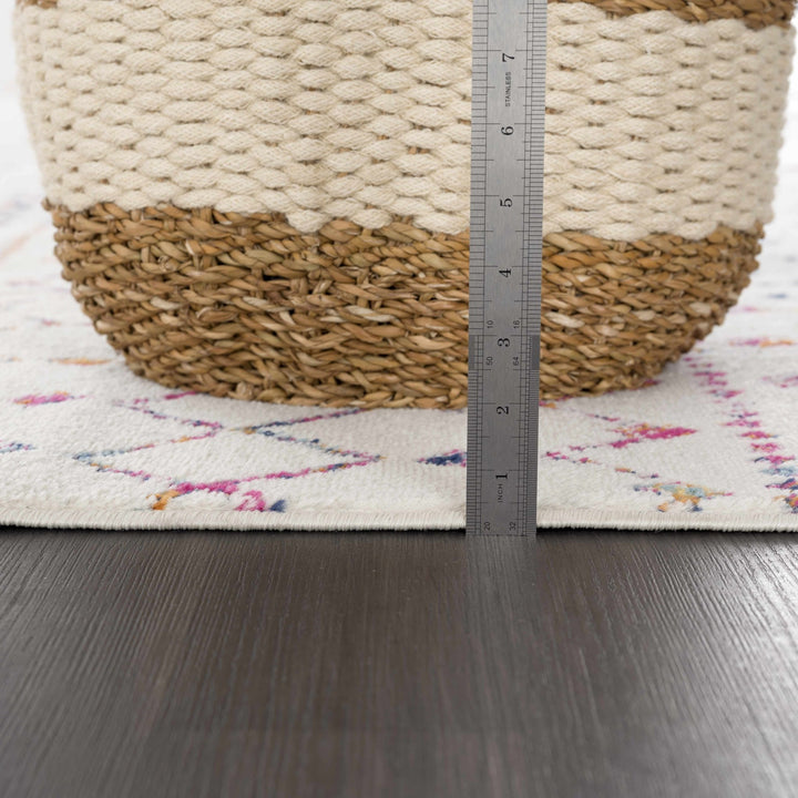 Traditional Ivory, Blue, Gold Multi color Tribal Trellis Area Rug - The Rug Decor