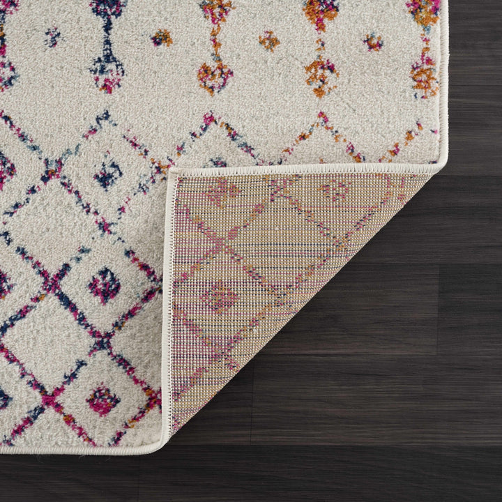 Traditional Ivory, Blue, Gold Multi color Tribal Trellis Area Rug - The Rug Decor