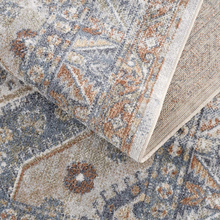 Traditional Ivory, Charcoal and Camel Vintage Style Machine Washable Area Rug - The Rug Decor