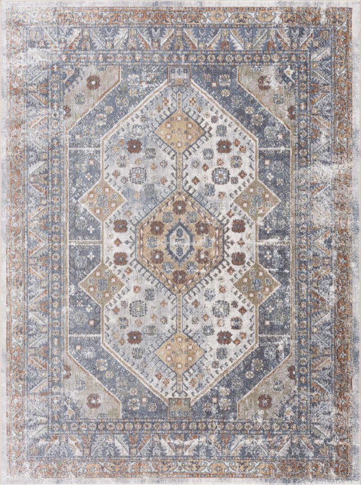Traditional Ivory, Charcoal and Camel Vintage Style Machine Washable Area Rug - The Rug Decor