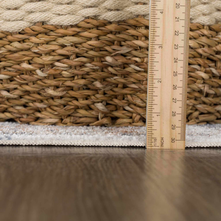 Traditional Ivory, Charcoal and Camel Vintage Style Machine Washable Area Rug - The Rug Decor