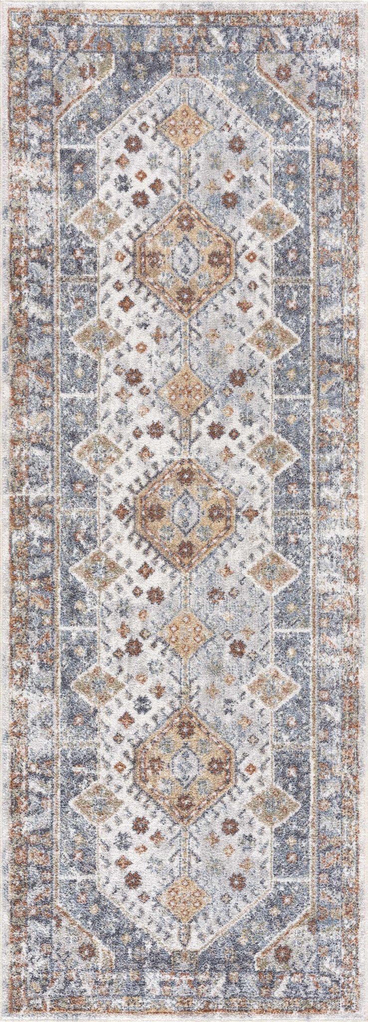 Traditional Ivory, Charcoal and Camel Vintage Style Machine Washable Area Rug - The Rug Decor