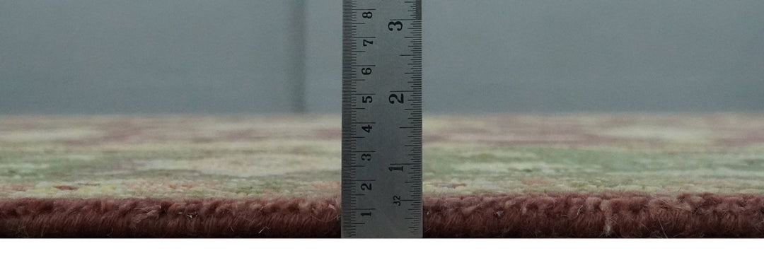 Traditional Maroon, Green and Beige Antique Donegal Design Hand knotted Area Rug - The Rug Decor