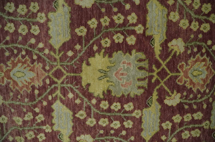 Traditional Maroon, Green and Beige Antique Donegal Design Hand knotted Area Rug - The Rug Decor