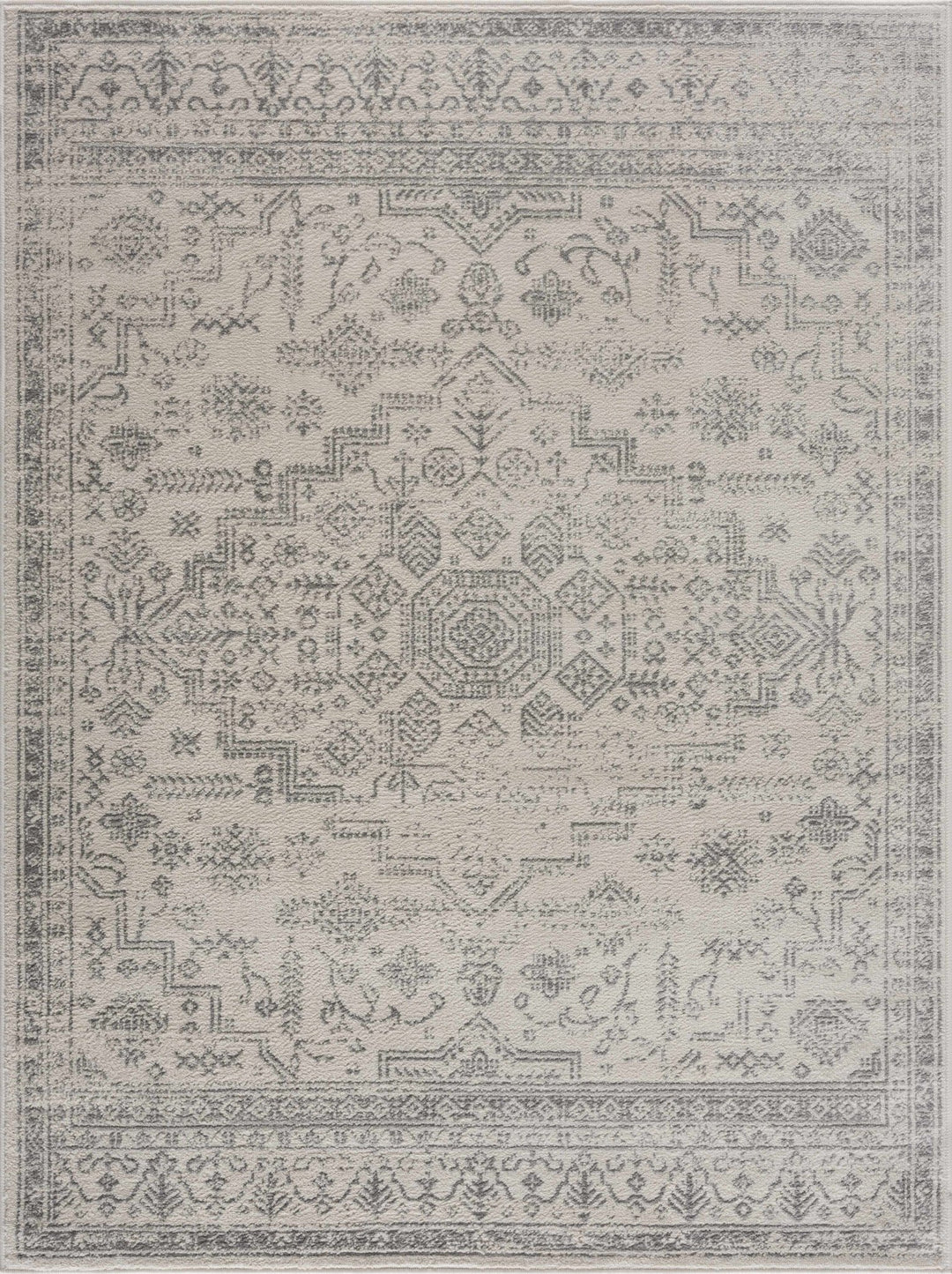 Traditional Medallion Design Contemporary Ivory and Gray Medium pile Area Rug - The Rug Decor