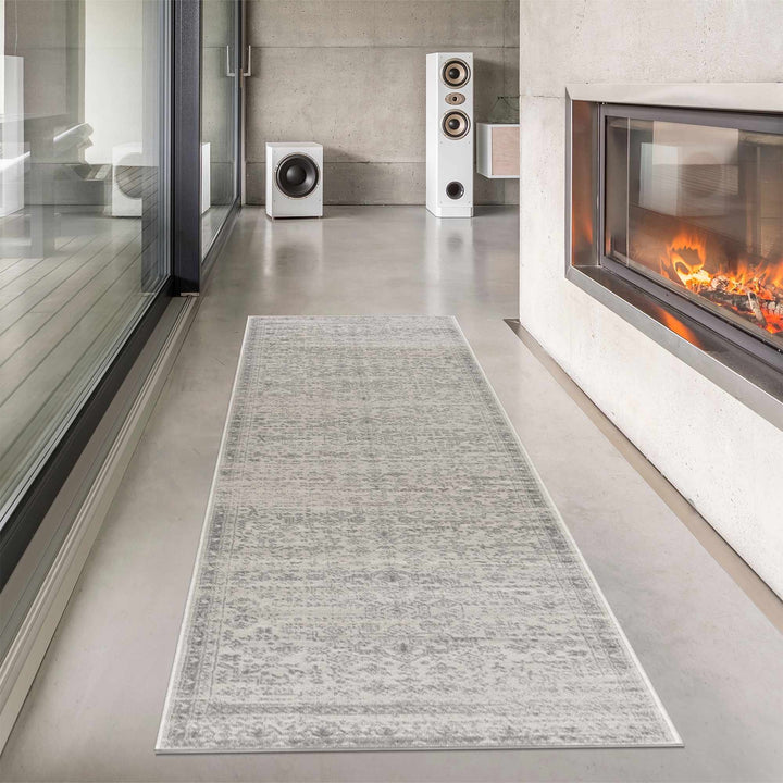 Traditional Medallion Design Contemporary Ivory and Gray Medium pile Area Rug - The Rug Decor