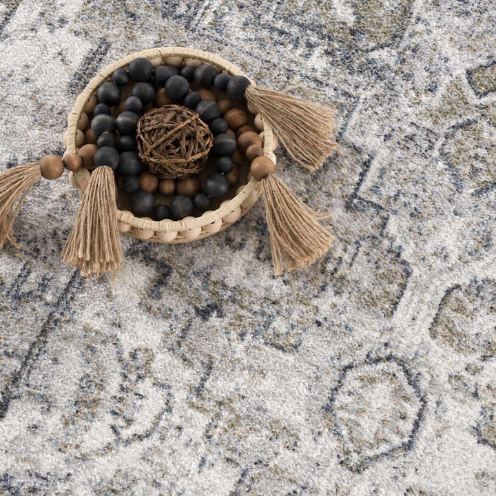 Traditional Medallion Design Ivory, Olive and Camel Low pile Washable Area Rug - The Rug Decor