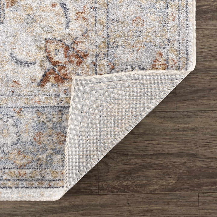 Traditional Medallion Design Machine woven Rust, Silver, Ivory and Beige washable Turkish Rug - The Rug Decor