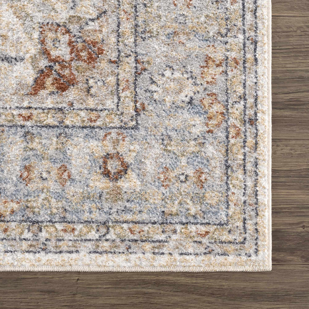 Traditional Medallion Design Machine woven Rust, Silver, Ivory and Beige washable Turkish Rug - The Rug Decor