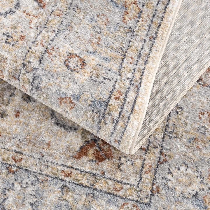 Traditional Medallion Design Machine woven Rust, Silver, Ivory and Beige washable Turkish Rug - The Rug Decor