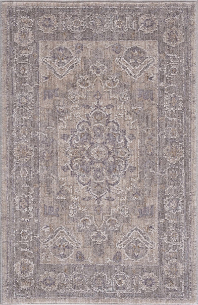 Traditional Medallion, Heriz Beige, Purple, white and Gray Medium pile Area rug - The Rug Decor