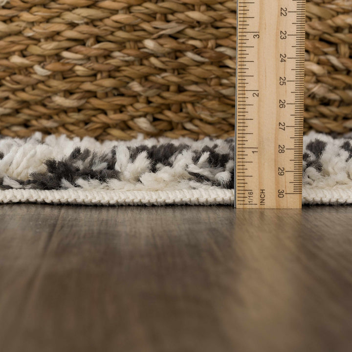 Traditional Moroccan Style Beige and Black Plush Pile Area Rug - The Rug Decor