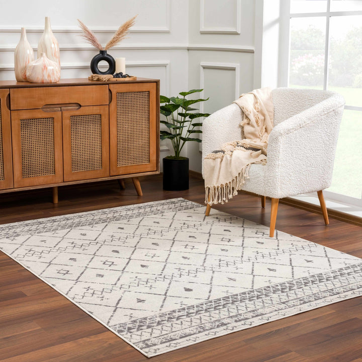 Traditional Moroccan Style Beige, Gray, Ivory Medium Pile Multi Size Area Rug - The Rug Decor
