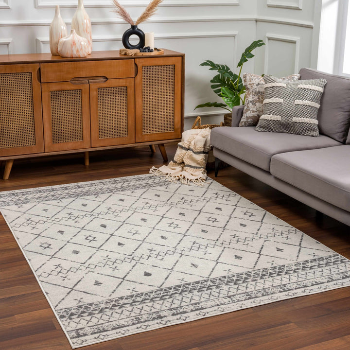 Traditional Moroccan Style Beige, Gray, Ivory Medium Pile Multi Size Area Rug - The Rug Decor