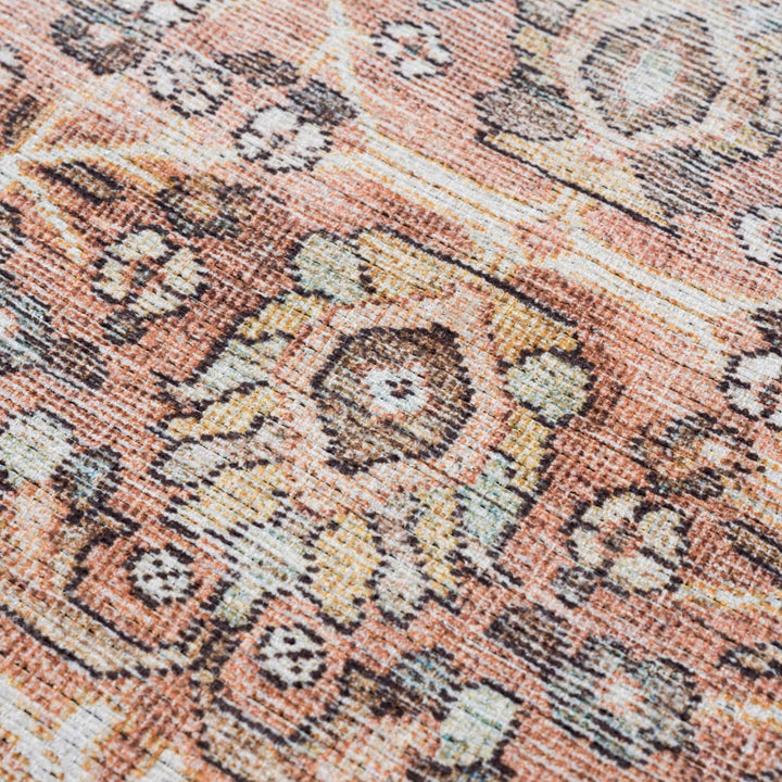 Traditional Oriental Intricate Design Dark Peach, Ivory, Beige and Charcoal Washable Area Rug - The Rug Decor