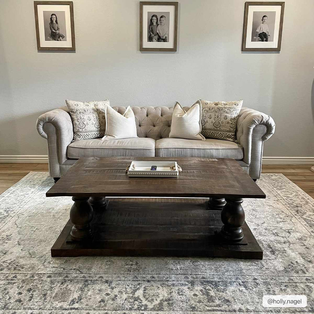 Traditional Oriental Light Brown and Blue and Medallion Design Low pile Area Rug - The Rug Decor