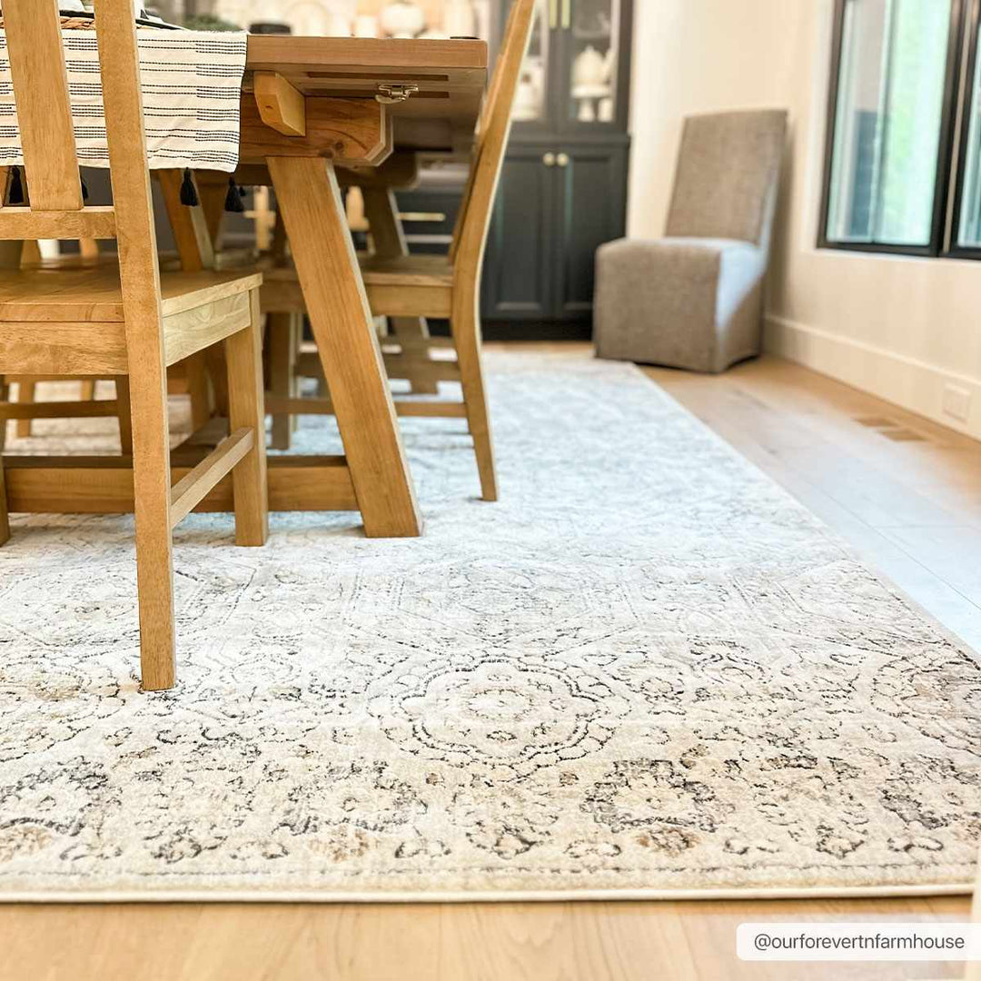 Traditional Overall Design Beige and Brown Medium Pile Area Rug - The Rug Decor