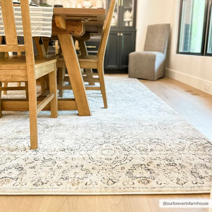 Traditional Overall Design Beige and Brown Medium Pile Area Rug - The Rug Decor