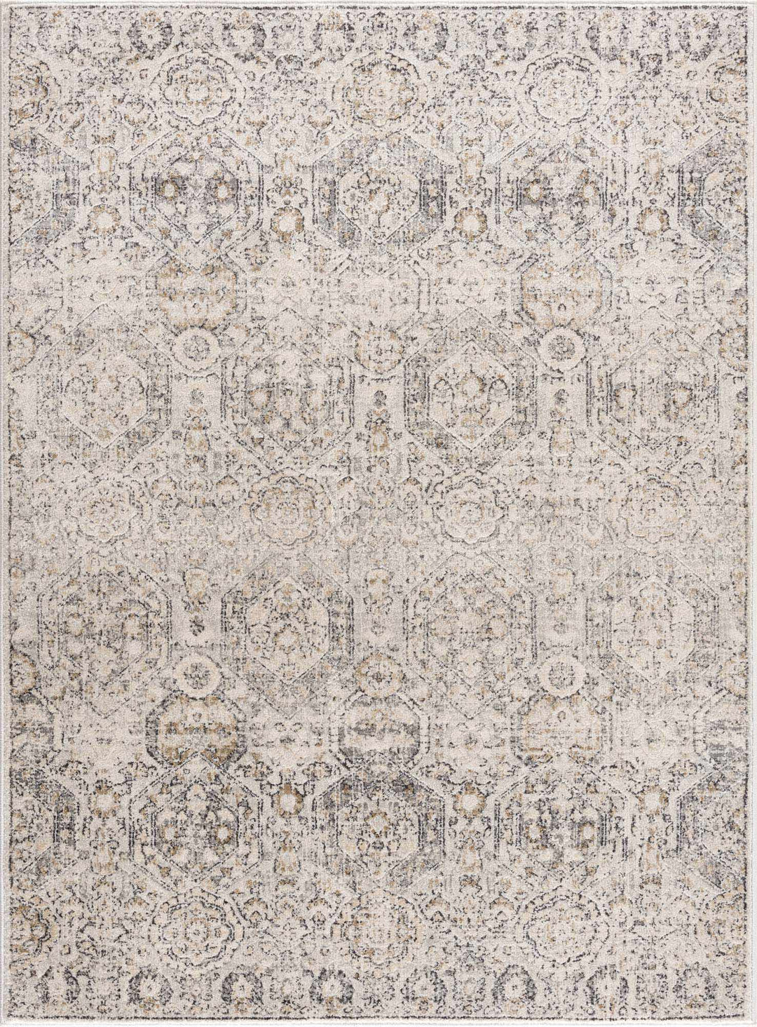 Traditional Overall Design Beige and Brown Medium Pile Area Rug - The Rug Decor