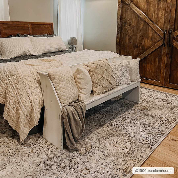 Traditional Overall Design Beige and Brown Medium Pile Area Rug - The Rug Decor