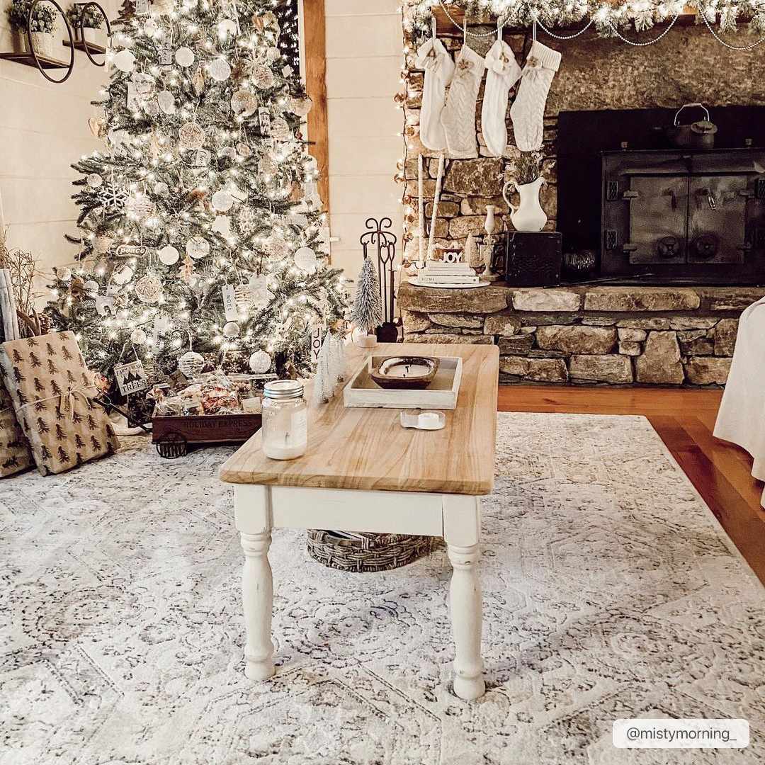 Traditional Overall Design Beige and Brown Medium Pile Area Rug - The Rug Decor