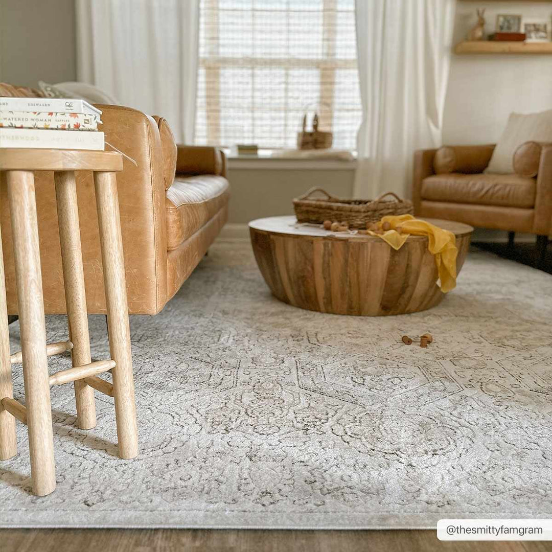 Traditional Overall Design Beige and Brown Medium Pile Area Rug - The Rug Decor