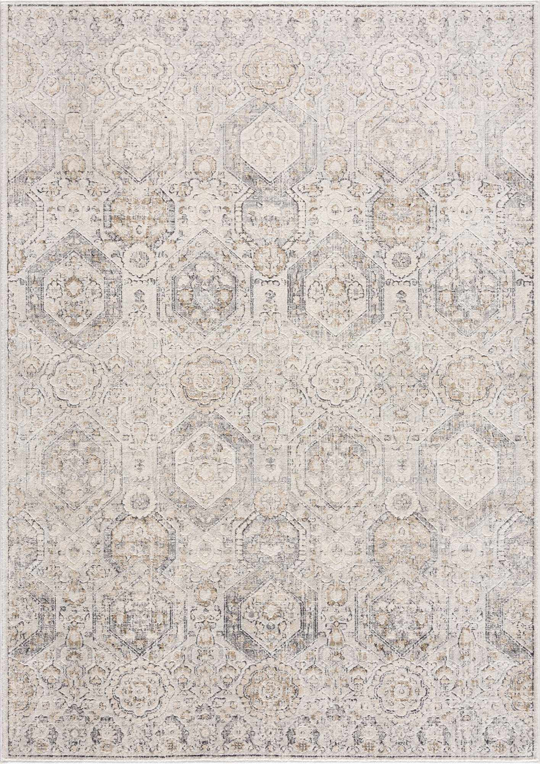 Traditional Overall Design Beige and Brown Medium Pile Area Rug - The Rug Decor