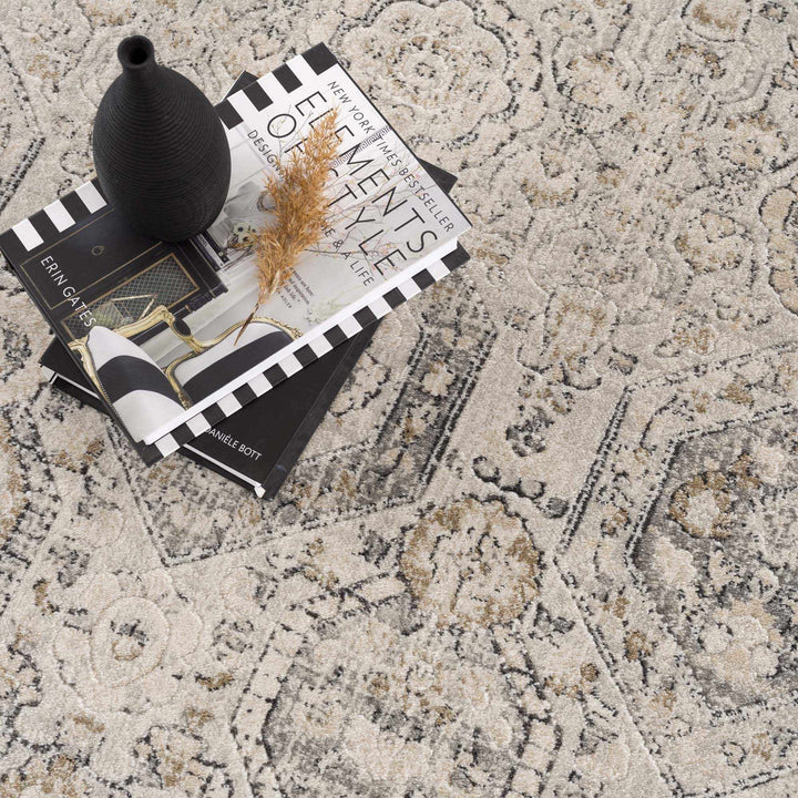Traditional Overall Design Beige and Brown Medium Pile Area Rug - The Rug Decor