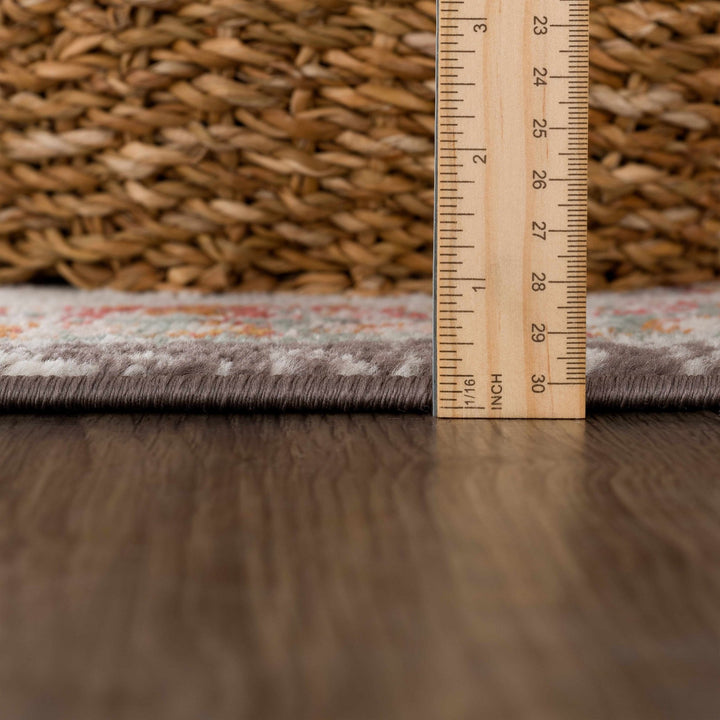 Traditional Peach, Ivory, Brown and Gold Medium Pile Medallion Design Area Rug - The Rug Decor