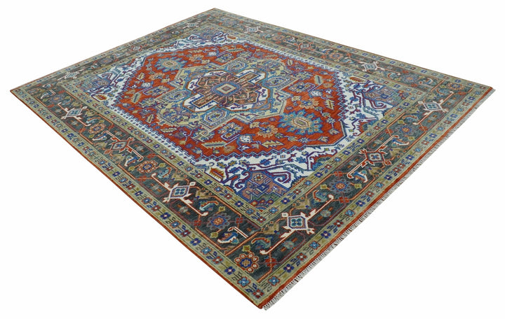 Traditional Rust, Ivory, Beige and Charcoal Multi size Hand knotted Wool Area Rug - The Rug Decor