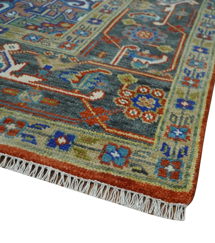 Traditional Rust, Ivory, Beige and Charcoal Multi size Hand knotted Wool Area Rug - The Rug Decor