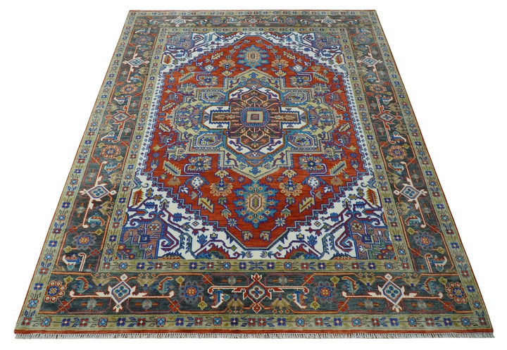 Traditional Rust, Ivory, Beige and Charcoal Multi size Hand knotted Wool Area Rug - The Rug Decor