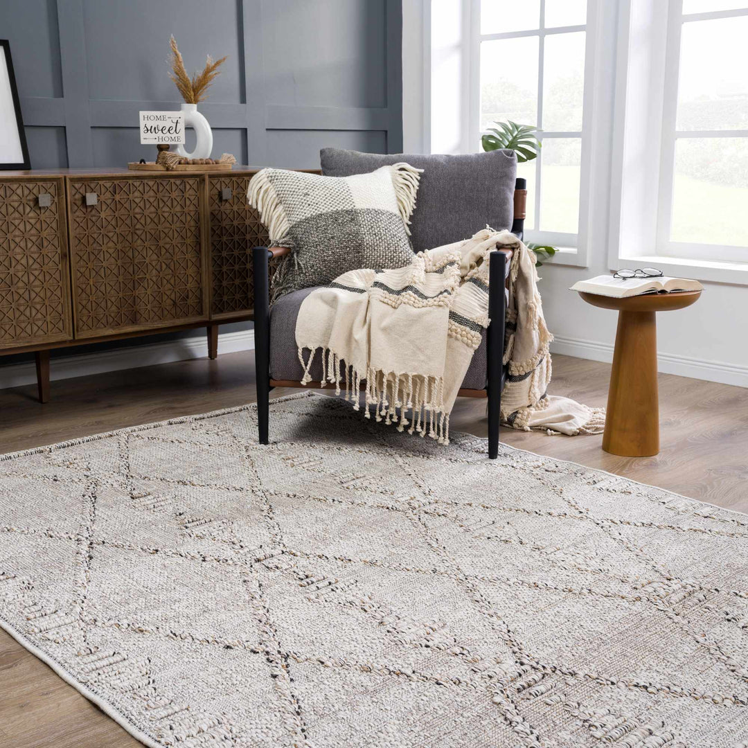 Traditional Tribal Design Beige Medium Pile Outdoor Area Rug - The Rug Decor