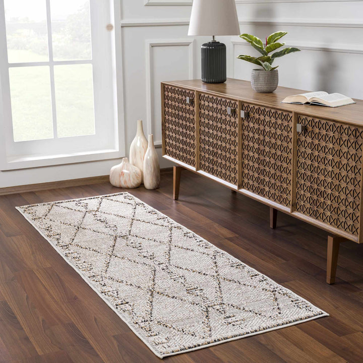 Traditional Tribal Design Beige Medium Pile Outdoor Area Rug - The Rug Decor