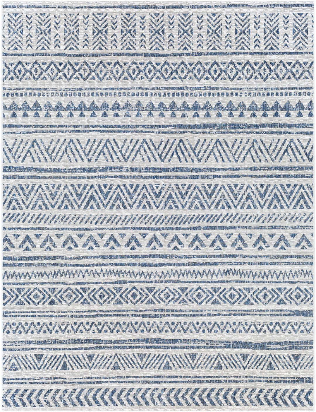 Traditional Tribal look Ivory and Blue Indoor and Outdoor Area Rug - The Rug Decor