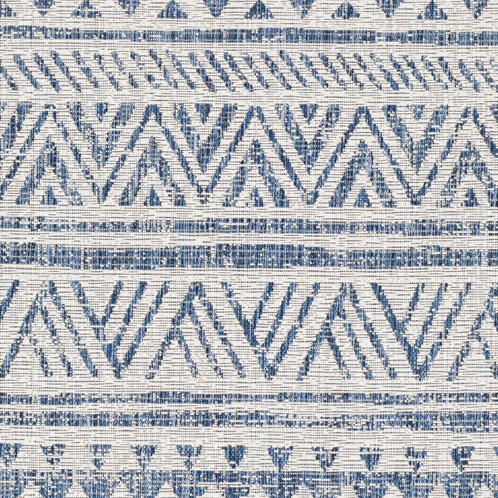 Traditional Tribal look Ivory and Blue Indoor and Outdoor Area Rug - The Rug Decor