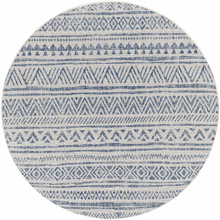 Traditional Tribal look Ivory and Blue Indoor and Outdoor Area Rug - The Rug Decor