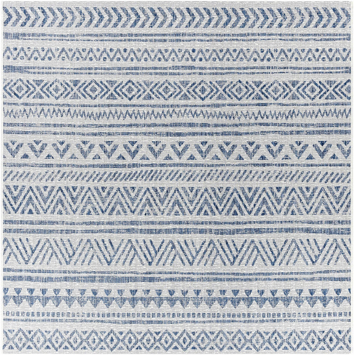Traditional Tribal look Ivory and Blue Indoor and Outdoor Area Rug - The Rug Decor