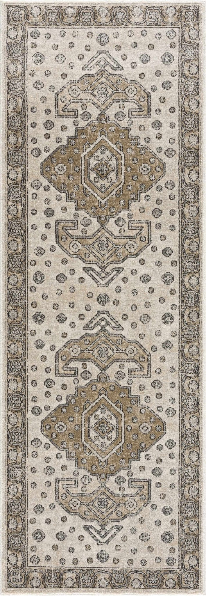 Traditional Turkish Design Beige, Brown, Gray, Sliver and Charcoal Medium pile Area rug - The Rug Decor