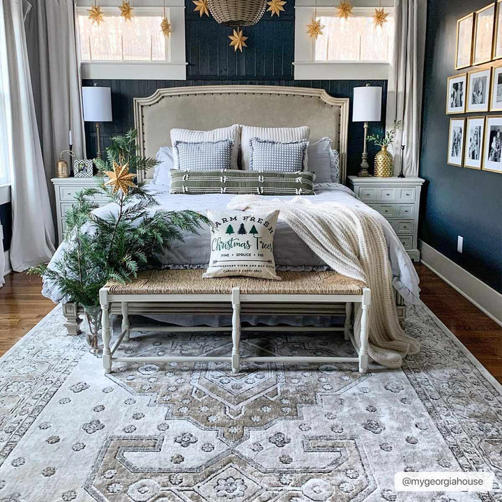 Traditional Turkish Design Beige, Brown, Gray, Sliver and Charcoal Medium pile Area rug - The Rug Decor