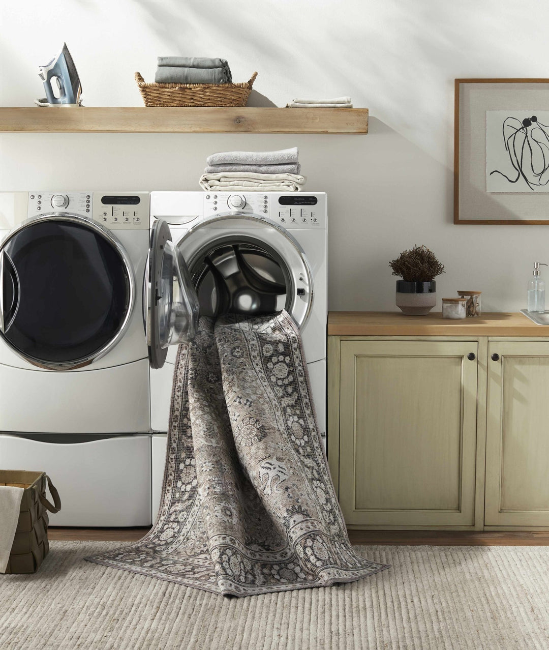 Traditional Turkish Floral Ivory, Brown and Charcoal Multi Size Machine Washable Rug - The Rug Decor